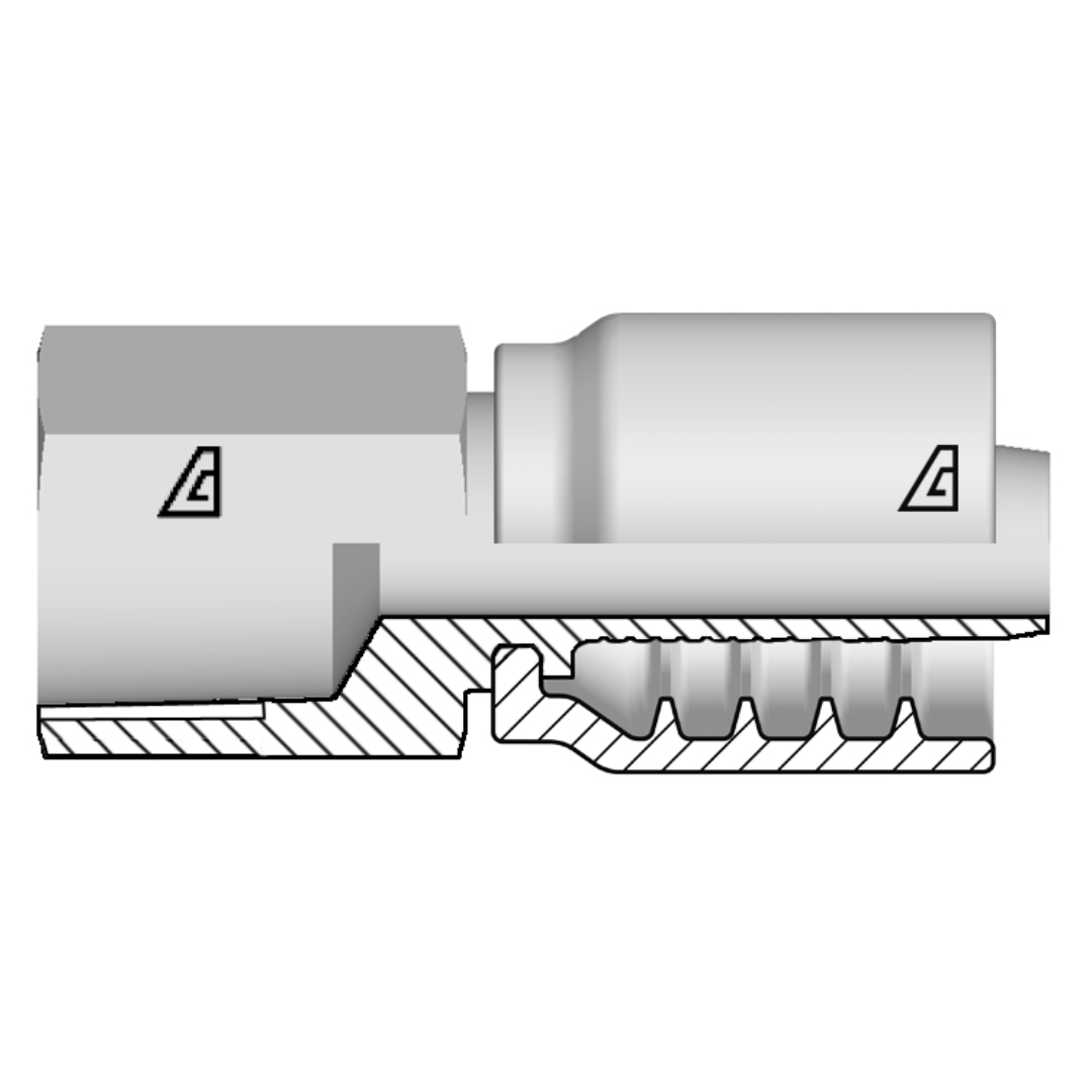 B-0404-FGRT : Alfagomma Straight Steel Fitting, 1/4 (-04) Hose x 1/2-27 (-4) Female Grease Tap
