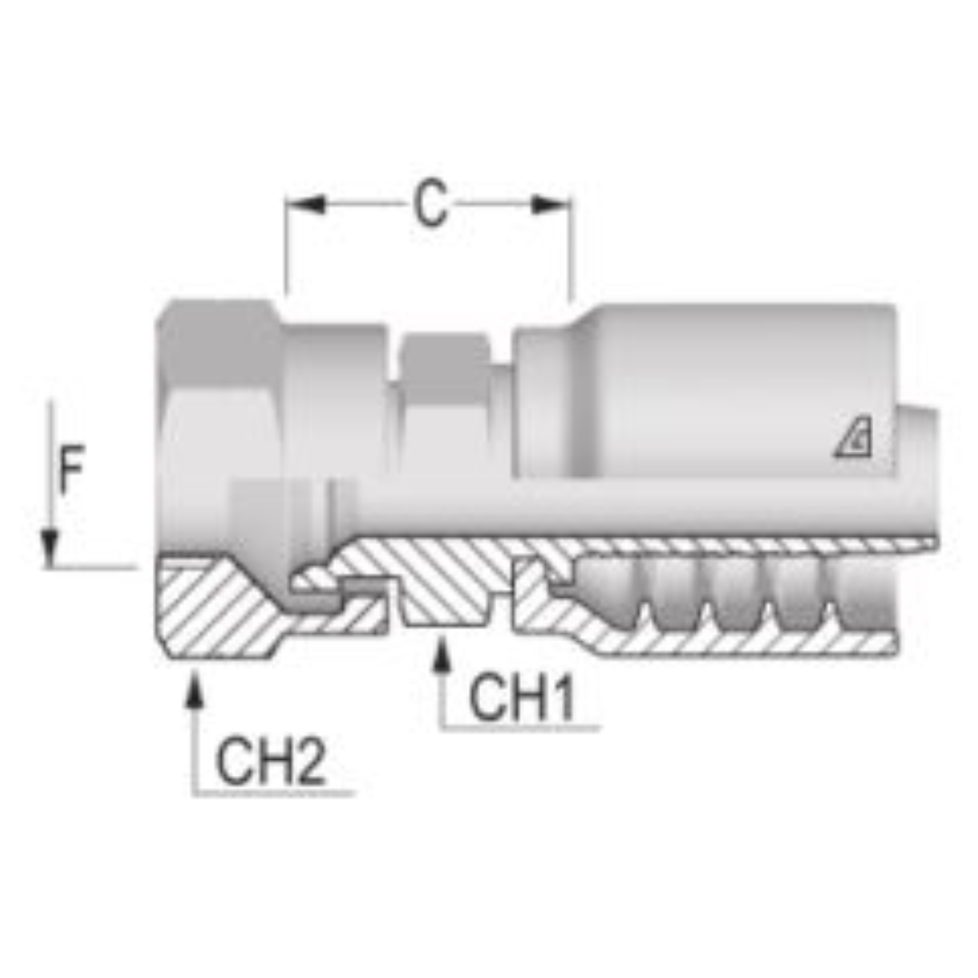 B-1616-FJIS : Alfagomma Straight Steel Fitting, 1 (-16) Hose x 1-11 (-16) Female JIS Swivel