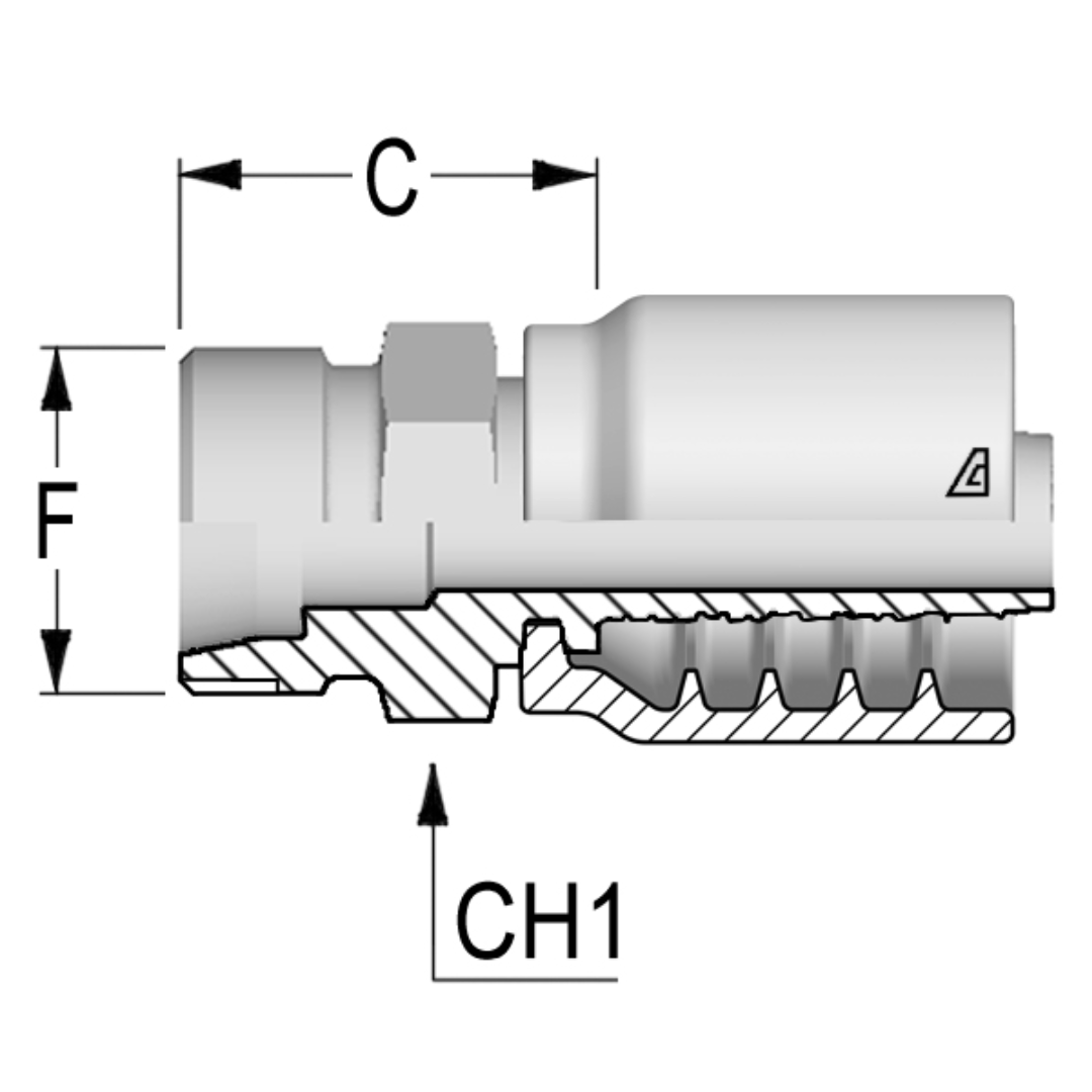 B-0520-MMSH : Alfagomma Straight Steel Fitting, 5/16 (-05) Hose x M20x1.5 (-S12) Male Heavy Duty DIN Tube