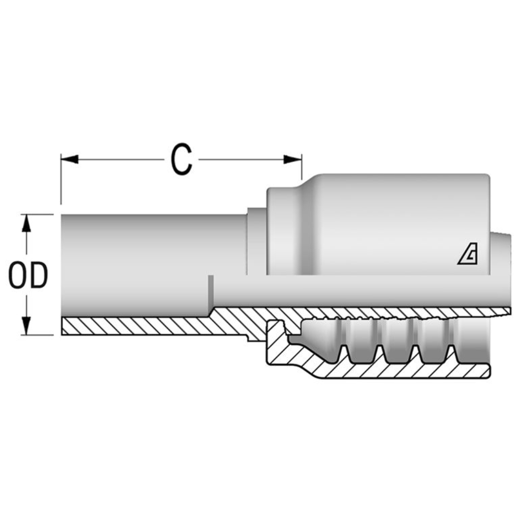B-0610-MSPS : Alfagomma Straight Steel Fitting, 3/8 (-06) Hose x 10mm (-10) Metric DIN Straight Standpipe