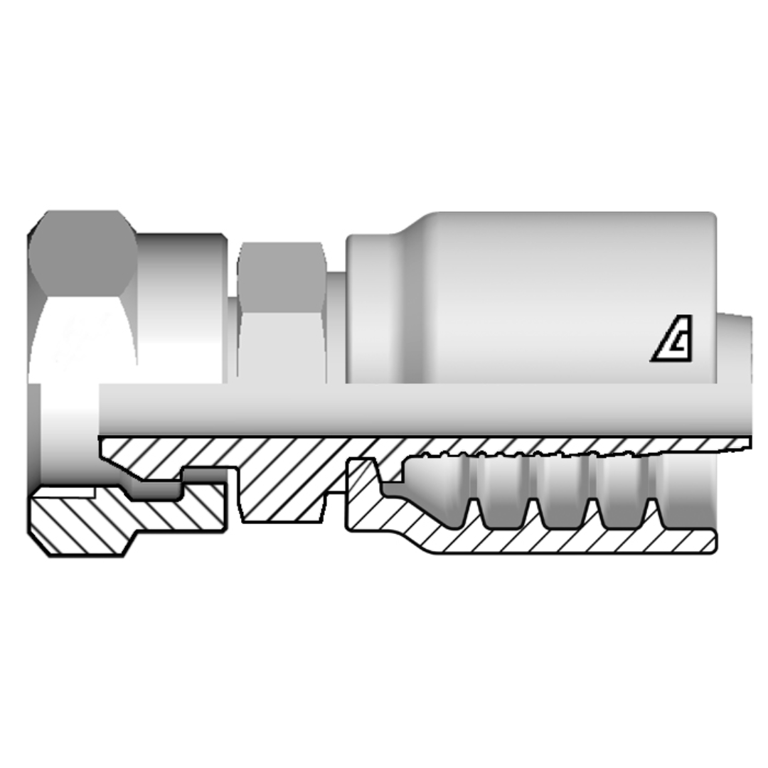 D-1616-FPMS : Alfagomma Straight Steel Fitting, 1 (-16) Hose x 1-11 1/2 (-16) Female NPSM