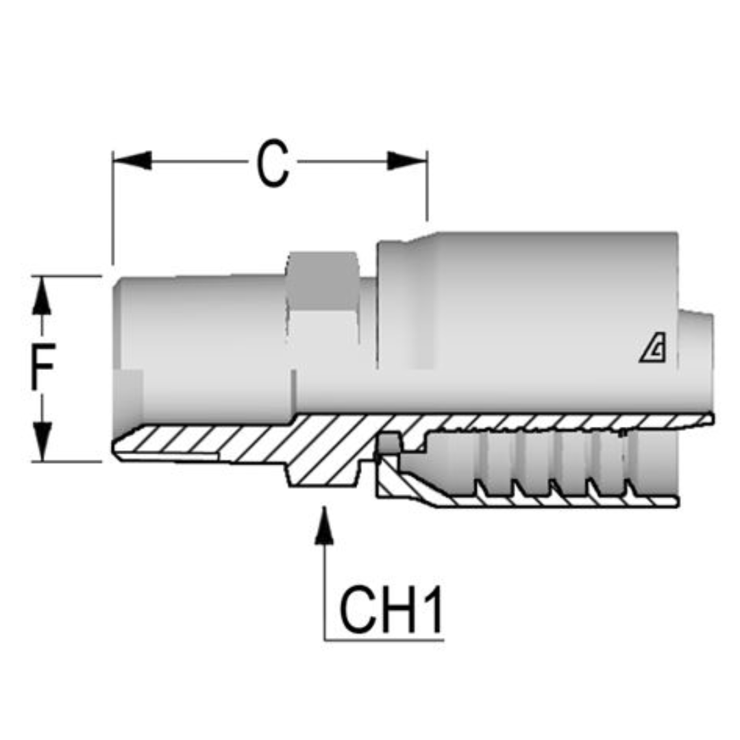 D-1616-MBPT : Alfagomma Straight Steel Fitting, 1 (-16) Hose x 1-11 (-16) Male Tapered BSP/JIS