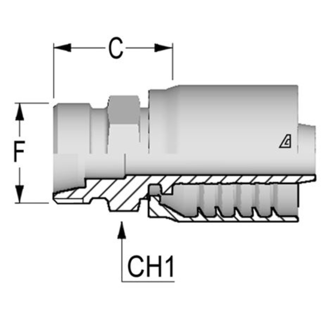 D-0616-MMSL : Alfagomma Straight Steel Fitting, 3/8 (-06) Hose x M16x1.5 (-L10) Male Light Duty DIN Tube
