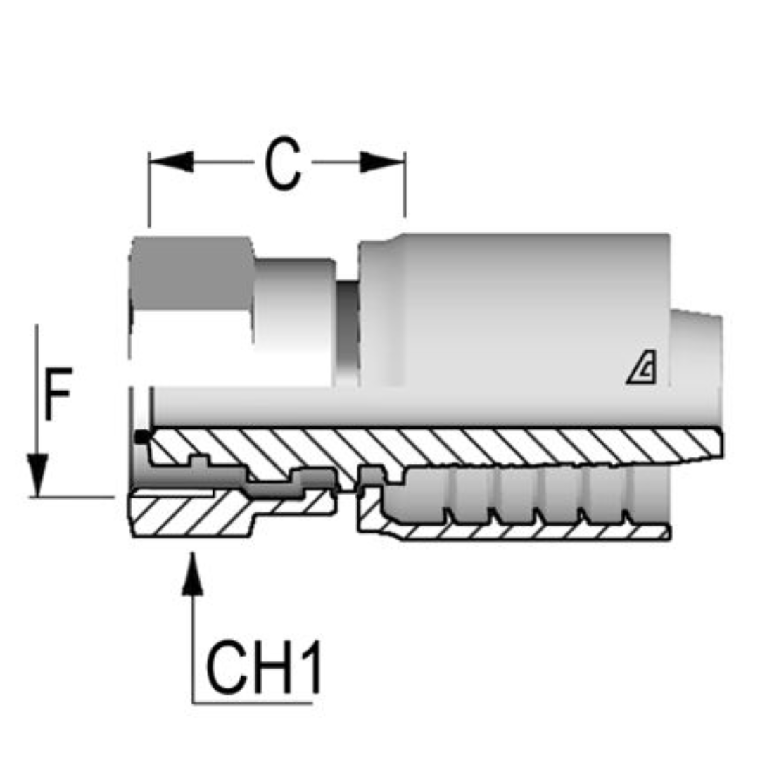 D-1212-MNPS : Alfagomma Straight Steel Fitting, 3/4 (-12) Hose x 3/4-14 (-12) Male NPTF Swivel