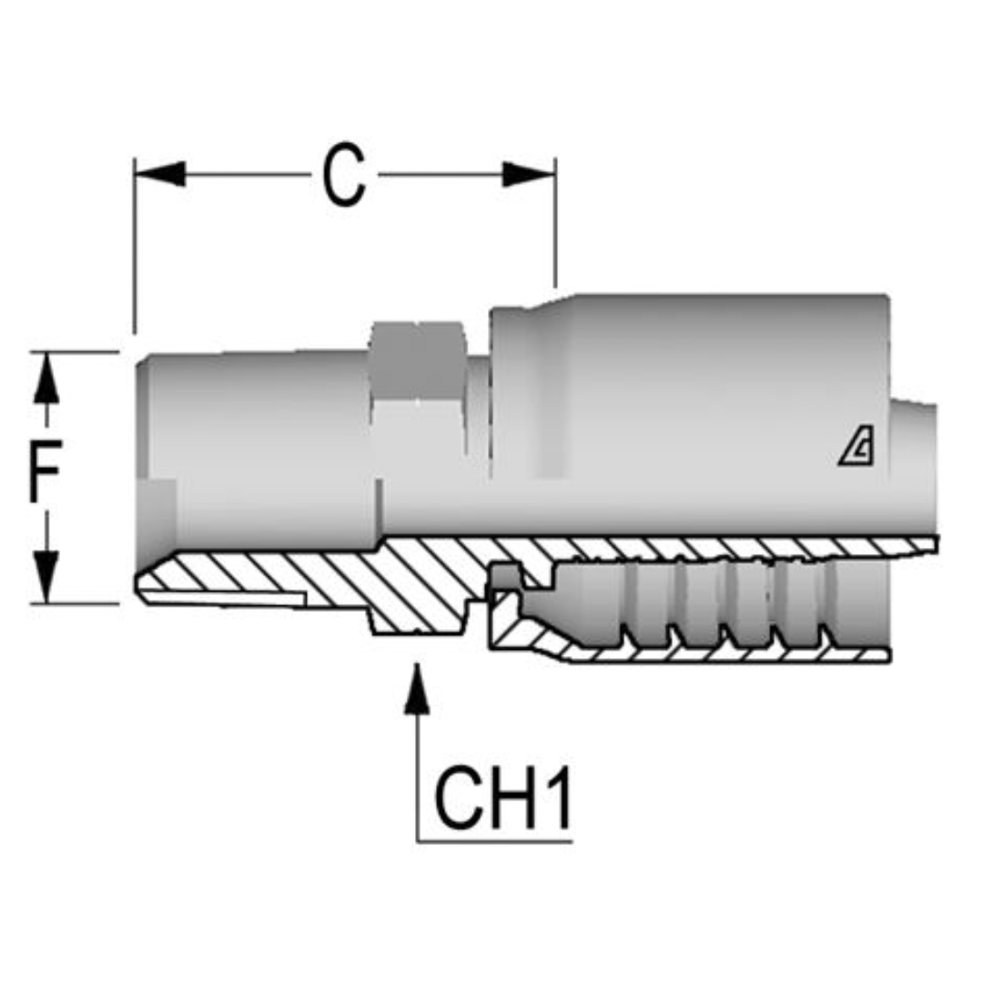 D-0606-MNPT : Alfagomma Straight Steel Fitting, 3/8 (-06) Hose x 3/8-18 (-06) Male NPTF