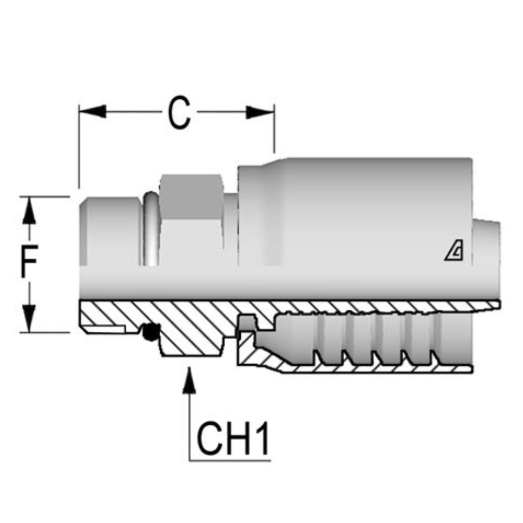 D-0810-MORB : Alfagomma Straight Steel Fitting, 1/2 (-08) Hose x 7/8-14 (-10) Male ORB