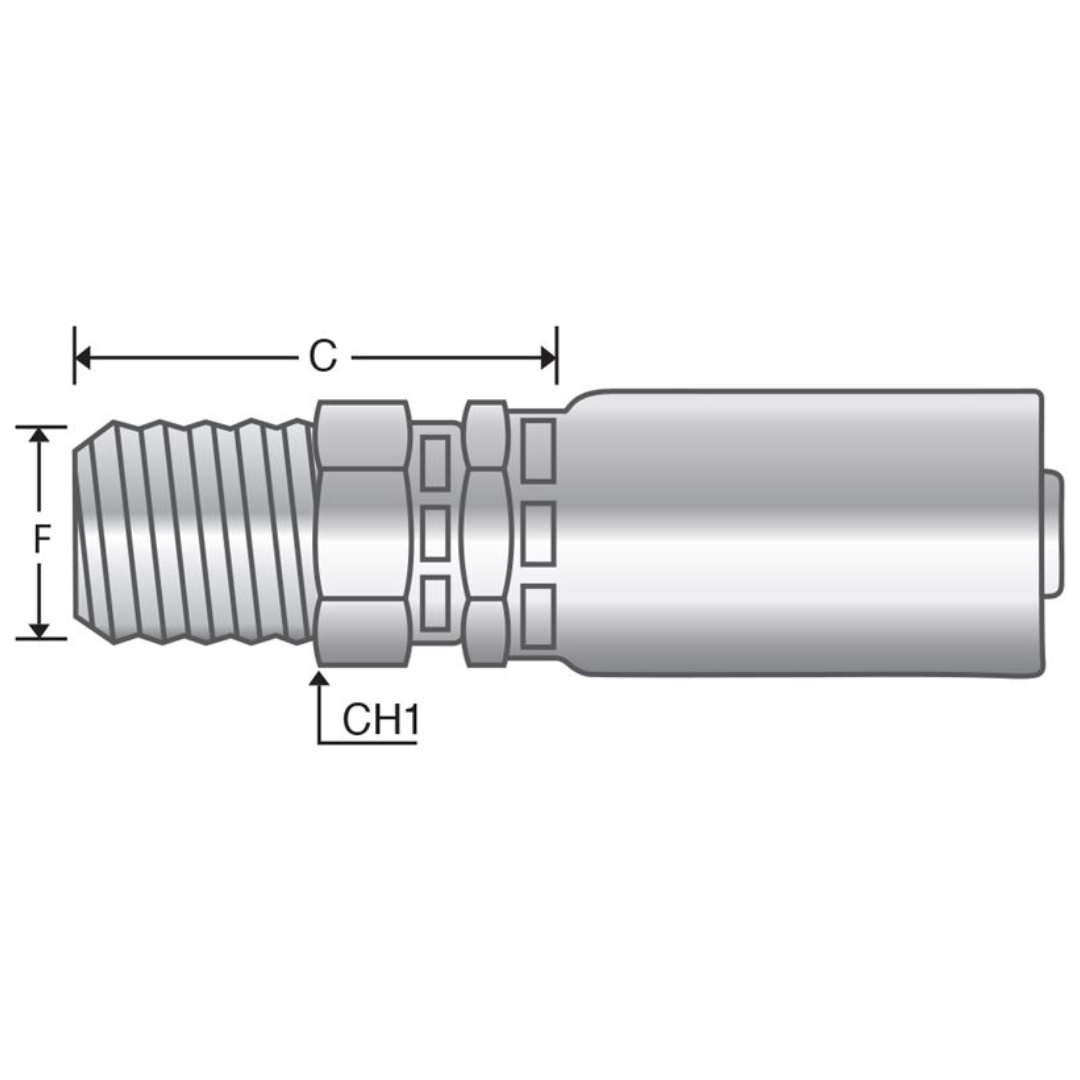 P-0202-MNPS : Alfagomma Straight Steel Fitting, 1/8 (-02) Hose x 1/8-27 (-02) Male NPTF Swivel