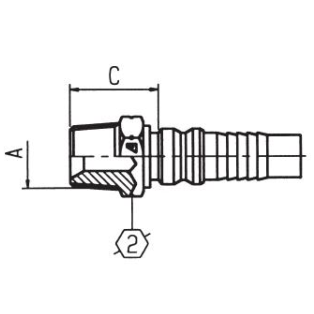 X-0808-MNPT : Alfagomma Straight Steel Interlock Insert, 1/2 (-08) Hose x 1/2-14 (-08) Male NPTF