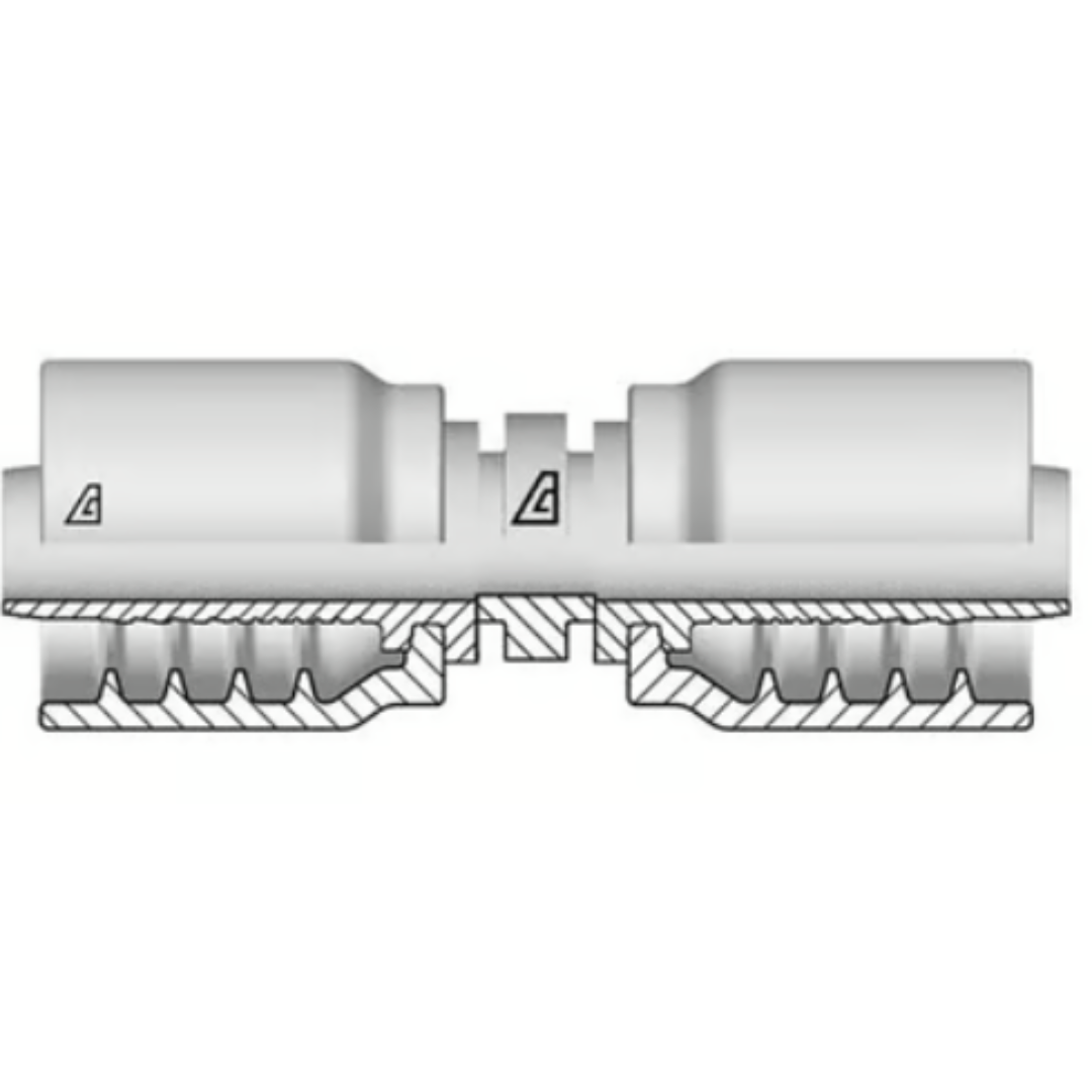 B-0404-HMEN : Alfagomma Straight Steel Hose Mender Fitting, 1/4 (-04) Hose x 1/4 (-04) Hose