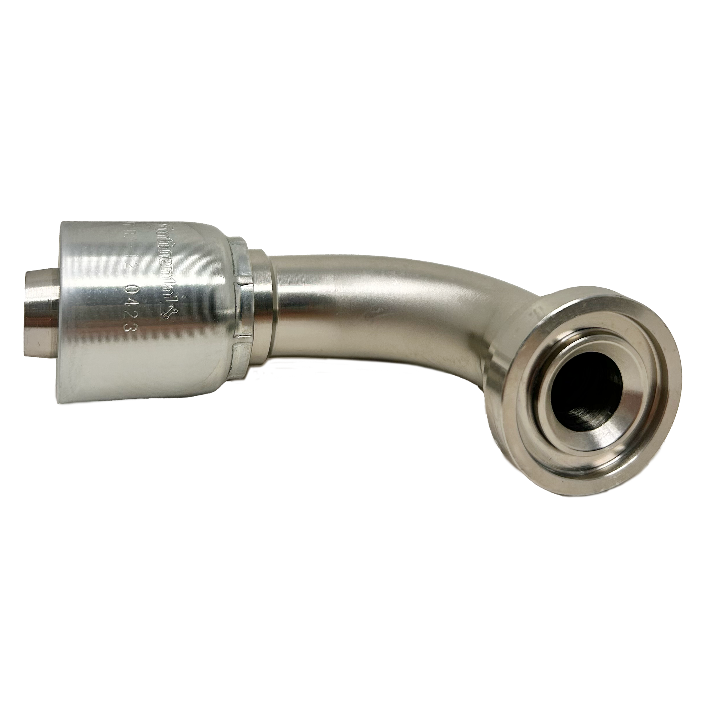 B2-FL90-1212: Continental Hose Fitting, 0.75 (3/4") Hose ID x 0.75 (3/4") Code 61, 90-Degree Connection