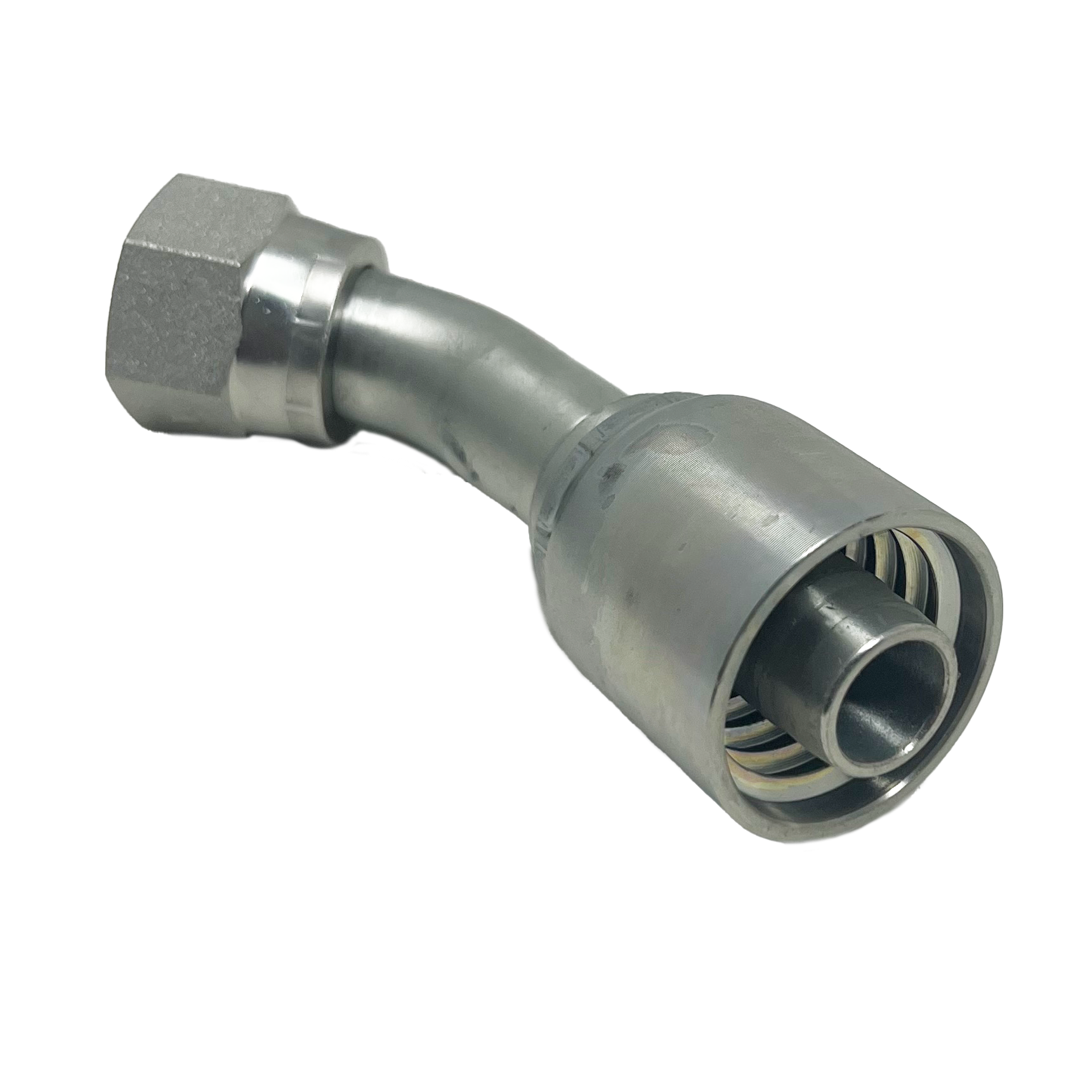 B2-JCFX45-0806: Continental Hose Fitting, 0.5 (1/2") Hose ID x 9/16-18 Female JIC, 45-Degree Swivel Connection