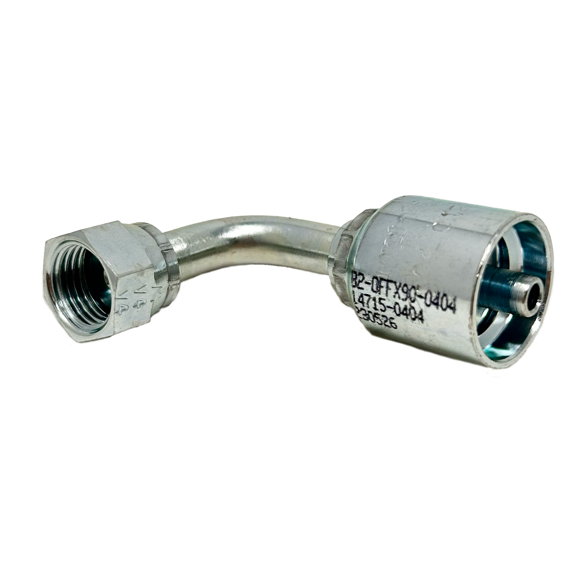 B2-OFFX90-0404: Continental Hose Fitting, 0.25 (1/4") Hose ID x 9/16-18 Female ORFS, 90-Degree Swivel Connection