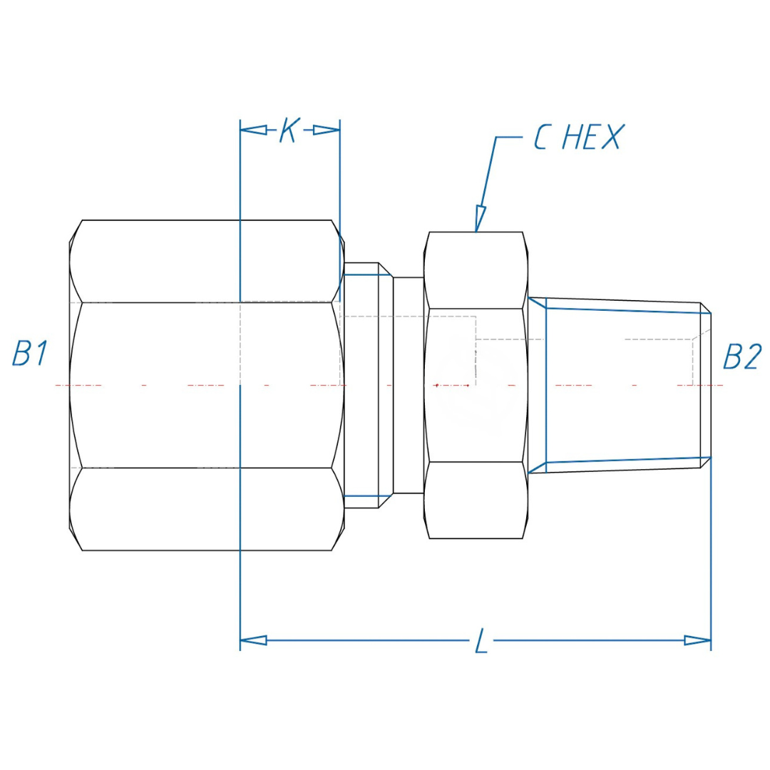 C2404-04-02-B : OneHydraulics Straight Brass Adapter, 7/16-20 (-04) Flareless Bite Type Tube Compression x 1/8-27 (-02) Male NPT