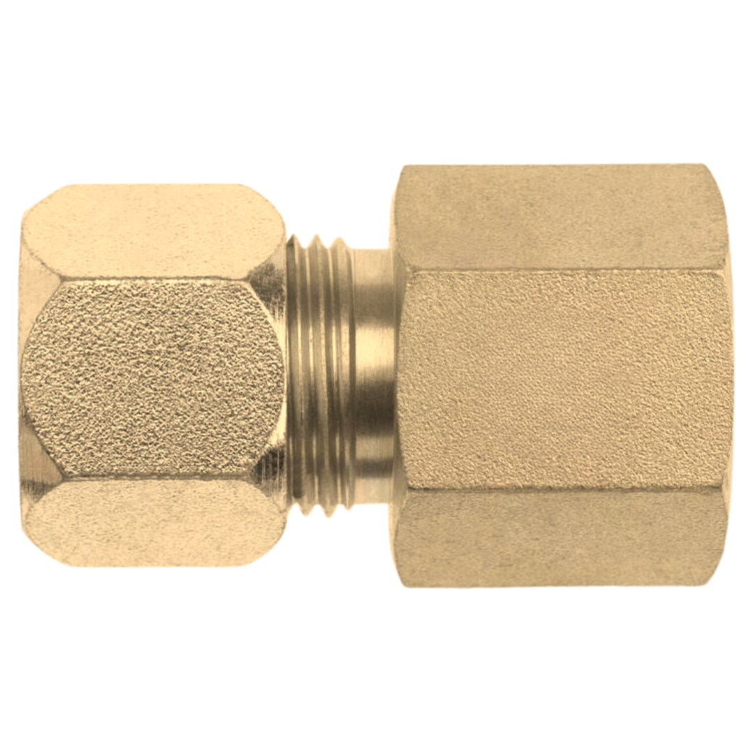 C2405-02-02-B : OneHydraulics Straight Brass Adapter, 5/16-24 (-02) Flareless Bite Type Tube Compression x 1/8-27 (-02) Female NPT