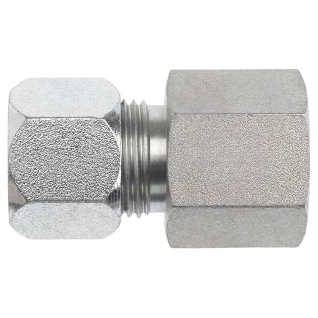 C2405-04-02 : OneHydraulics Straight Steel Adapter, 7/16-20 (-04) Flareless Bite Type Tube Compression x 1/8-27 (-02) Female NPT