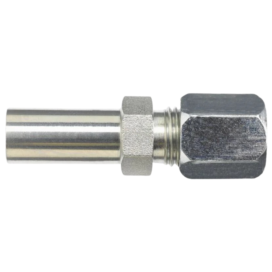 C2406-12-06 : OneHydraulics Straight Steel Adapter, 3/4" (-12) Tube Stub x 9/16-18 (-06) Flareless Bite Type Tube Compression