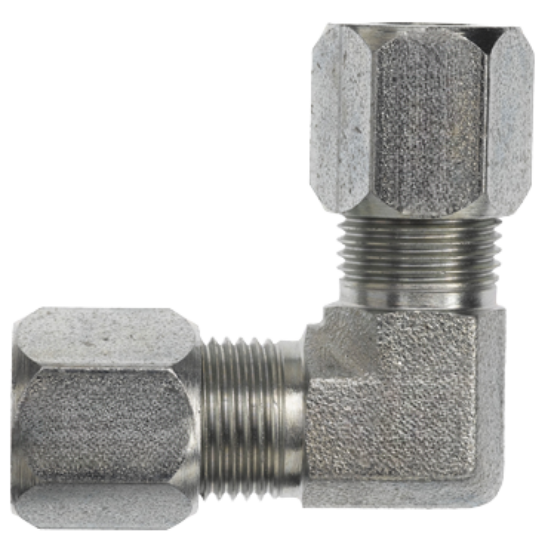 C2500-08-08-FG : OneHydraulics 90-Degree Steel Adapter, 3/4-16 (-08) Flareless Bite Type Tube Compression Union