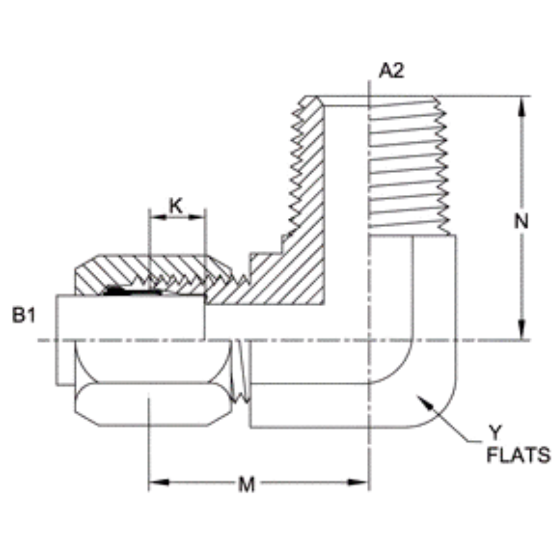 C2501-06-02-FG : OneHydraulics 90-Degree Steel Adapter, 9/16-18 (-06) Flareless Bite Type Tube Compression x 1/8-27 (-02) Male NPT