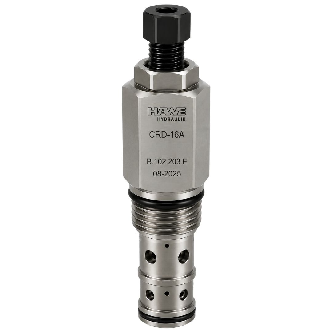 CRD-16A-25-S-L : Hawe Hydraulik Relief Valve, Direct-Acting, Poppet, 2 Ports, T-16A Cavity, 100GPM, 50-200psi (100psi Standard), Hex Socket Screw (similar to RDHA-LSN)