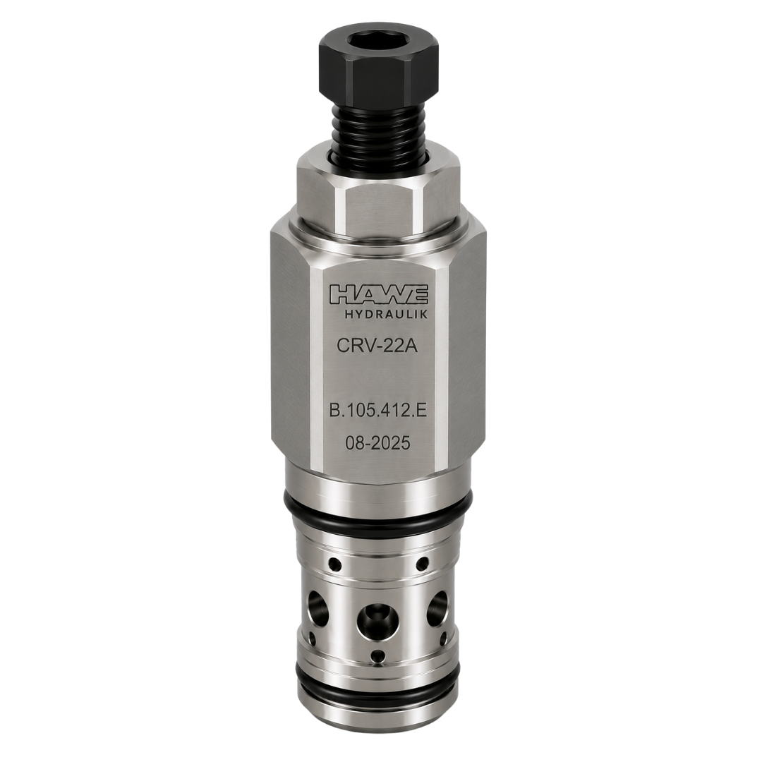CRV-22A-40-A-L : Hawe Hydraulik Relief Valve, Ventable, Pilot-Operated, Balanced Piston, External Drain, 4 Ports, T-22A Cavity, 31.7GPM, 101-3045psi (1015psi Standard), Hex Socket Screw (similar to RVED-LAN)