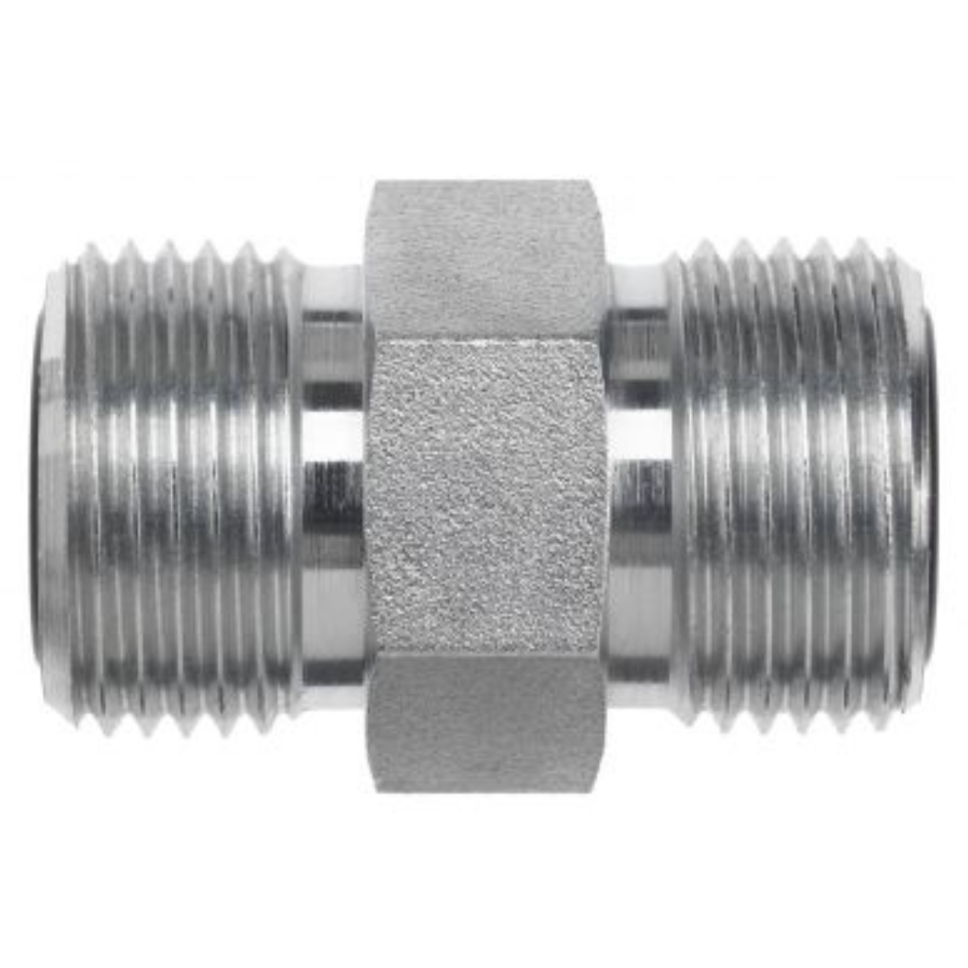 FS2403-04-04 : OneHydraulics Straight Steel Rigid Adapter, 9/16-18 (-04) Male ORFS x 9/16-18 (-04) Male ORFS, 9200psi
