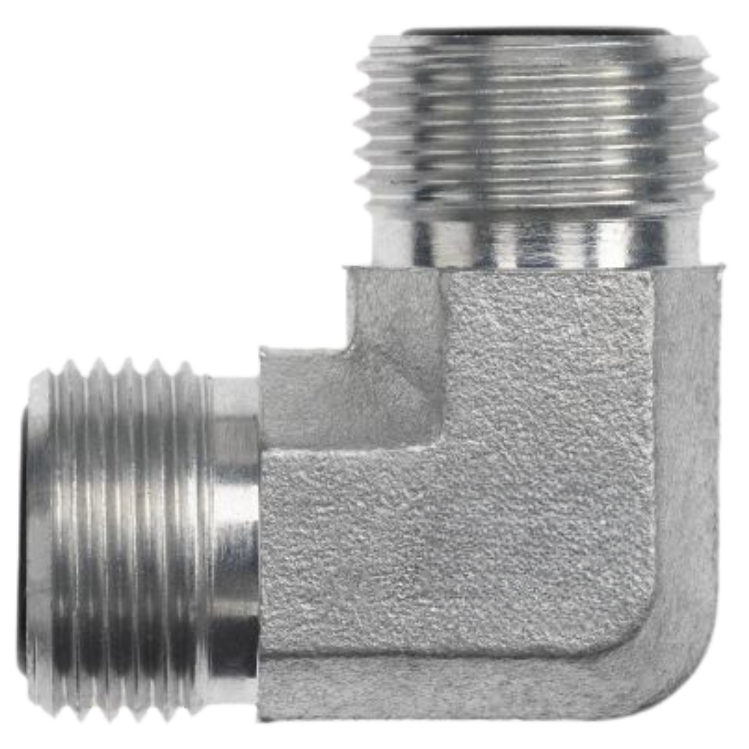 FS2500-04-04-FG : OneHydraulics 90-Degree Steel Adapter, 9/16-18 (-04) Male ORFS x 9/16-18 (-04) Male ORFS, 9200psi