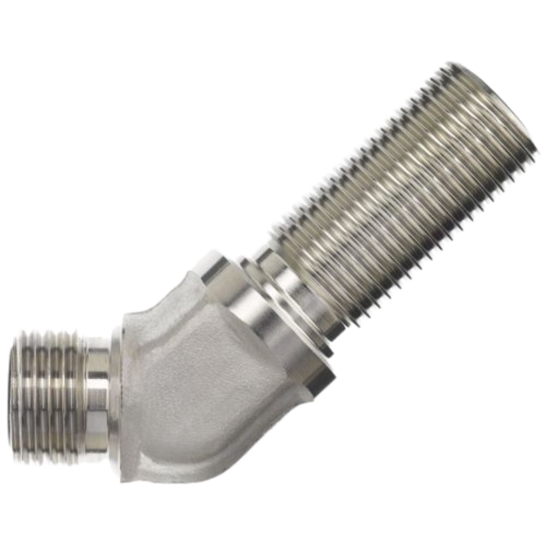 FS2702-16-16-FG : OneHydraulics 45-Degree Steel Adapter, 1-7/16-12 (-16) Male ORFS x 1-7/16-12 (-16) Male ORFS Bulkhead, 6000psi