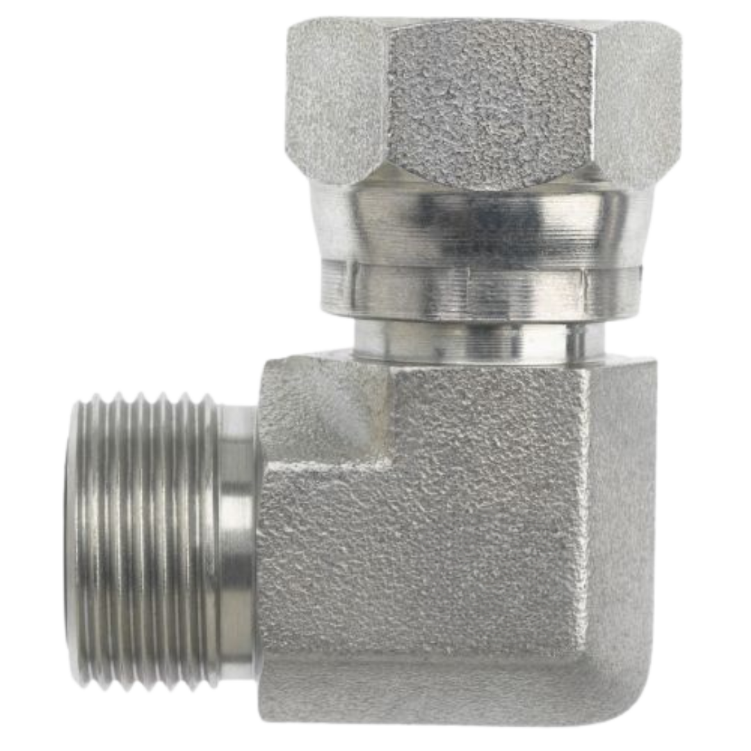 FS6500-10-10-FG : OneHydraulics 90-Degree Steel Adapter, 1-14 (-10) Male ORFS x 1-14 (-10) Female ORFS Swivel, 6000psi
