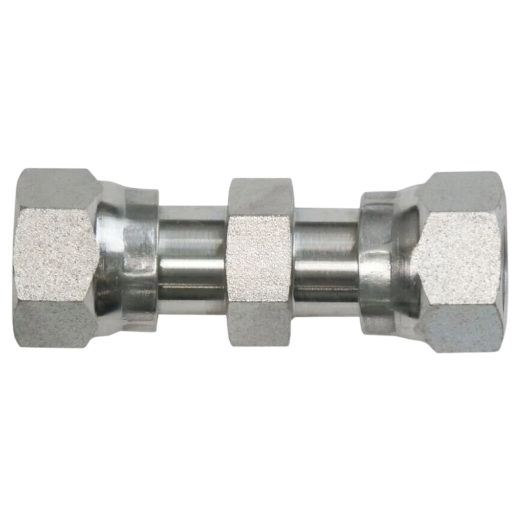 FS6565-08-08 : OneHydraulics Straight Steel Adapter, 13/16-16 (-08) Female ORFS Swivel x 13/16-16 (-08) Female ORFS Swivel