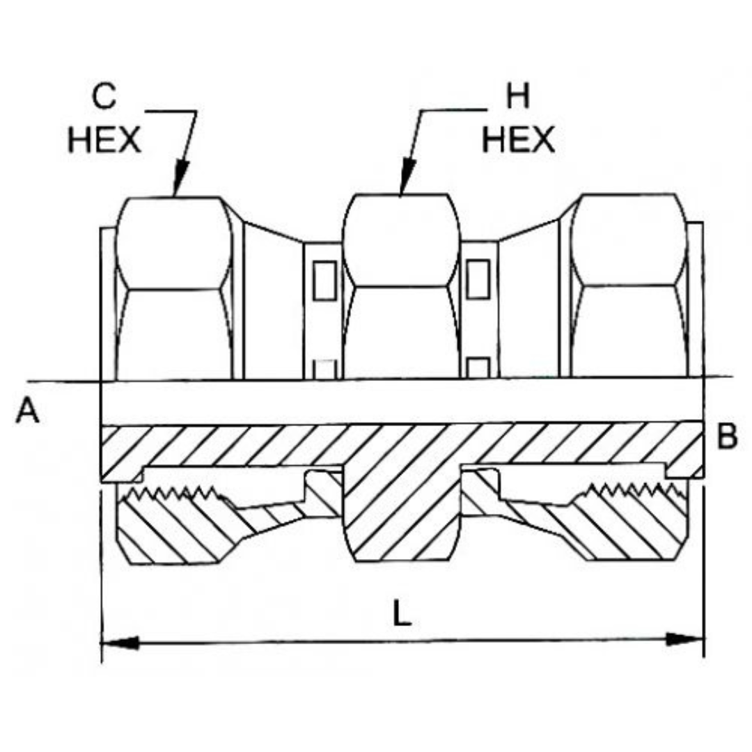 FS6565-08-08 : OneHydraulics Straight Steel Adapter, 13/16-16 (-08) Female ORFS Swivel x 13/16-16 (-08) Female ORFS Swivel