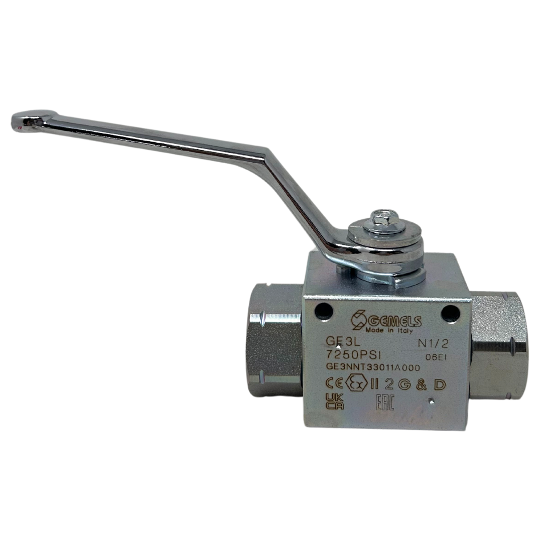 GE3L N1/2 DN13 1111AB PSI7250 : Gemels Ball Valve, 3-Way, 7250psi, 1/2 NPT, Carbon Steel