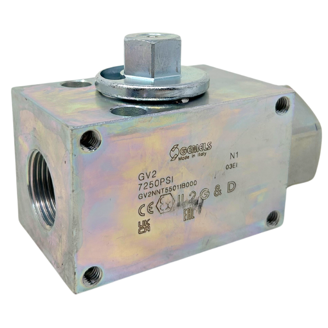 GV2 N1 1/4R DN25 1111AE PN500 : Gemels Two-Way Excavator Ball Valve, 1.25 NPT Reduced Bore, 7250psi rated, Carbon Steel