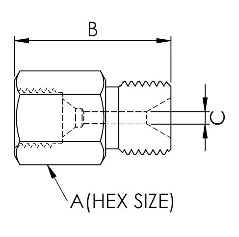 X4JF09TM15 : OneXtreme Adapter, 0.25 (1/4") Female JIC x 0.5625 (9/16") Male Type-M, 15,000psi