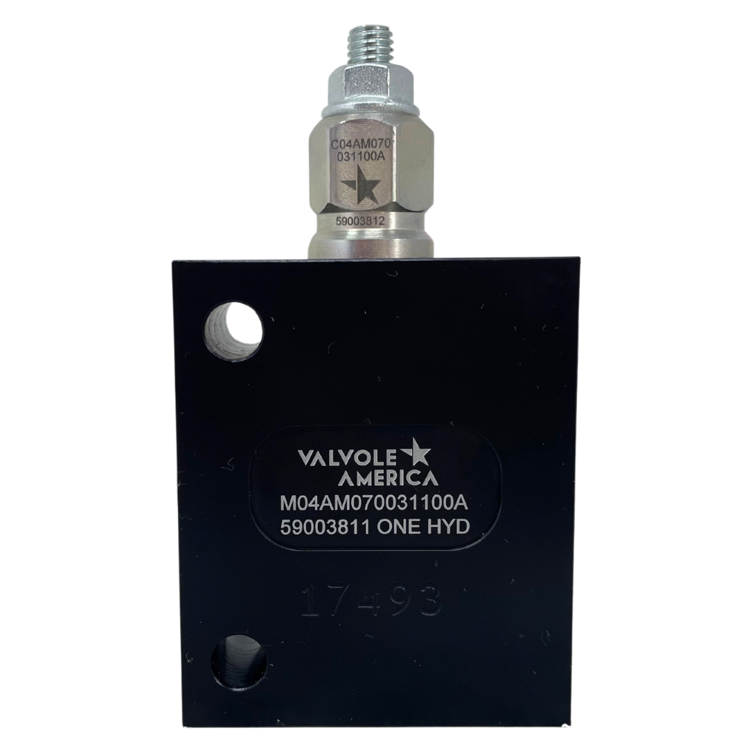 M04AM070031100A-FIRE : FIRE SALE Single T11A counterbalance assembly, 3:1 pilot ratio, set 70 bar (1000 PSI), SAE-8 port, anodized aluminum - ALL SALES FINAL