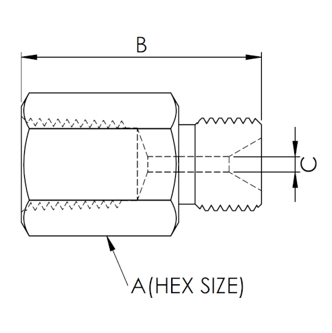 X16NF12TM10 : OneXtreme Adapter, 1" Female NPT x 0.5625 (9/16") Male Type-M, 10,000psi
