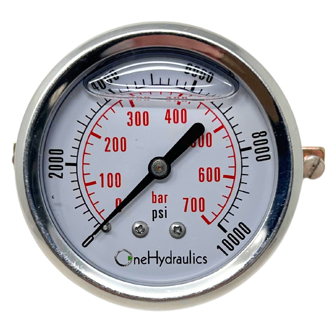 OHI-G-2.5-10K-U-FIRE : FIRE SALE CF1P-700B-OHI : Dynamic CF Series 2.5 Face Pressure Gauge, 0-10,000psi Pressure Range, 1/4 NPT, Panel Clamp Style, OneHydraulics - ALL SALES FINAL