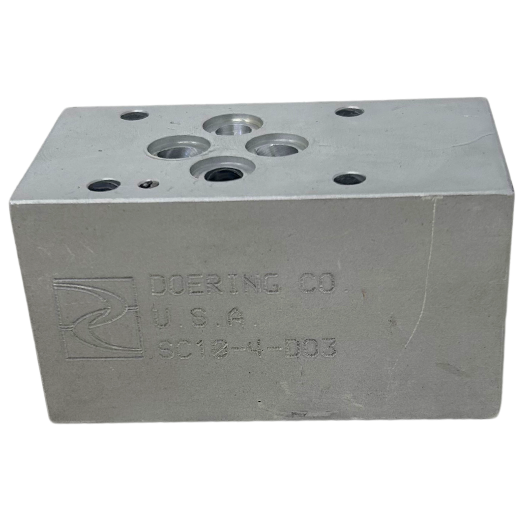 SC10-4-D03-FIRE : FIRE SALE Doering, Housing, Aluminum materia, adapts cartridge valve to D03 mounting, C8544 (10-4) valve cavity and D03 mount - ALL SALES FINAL