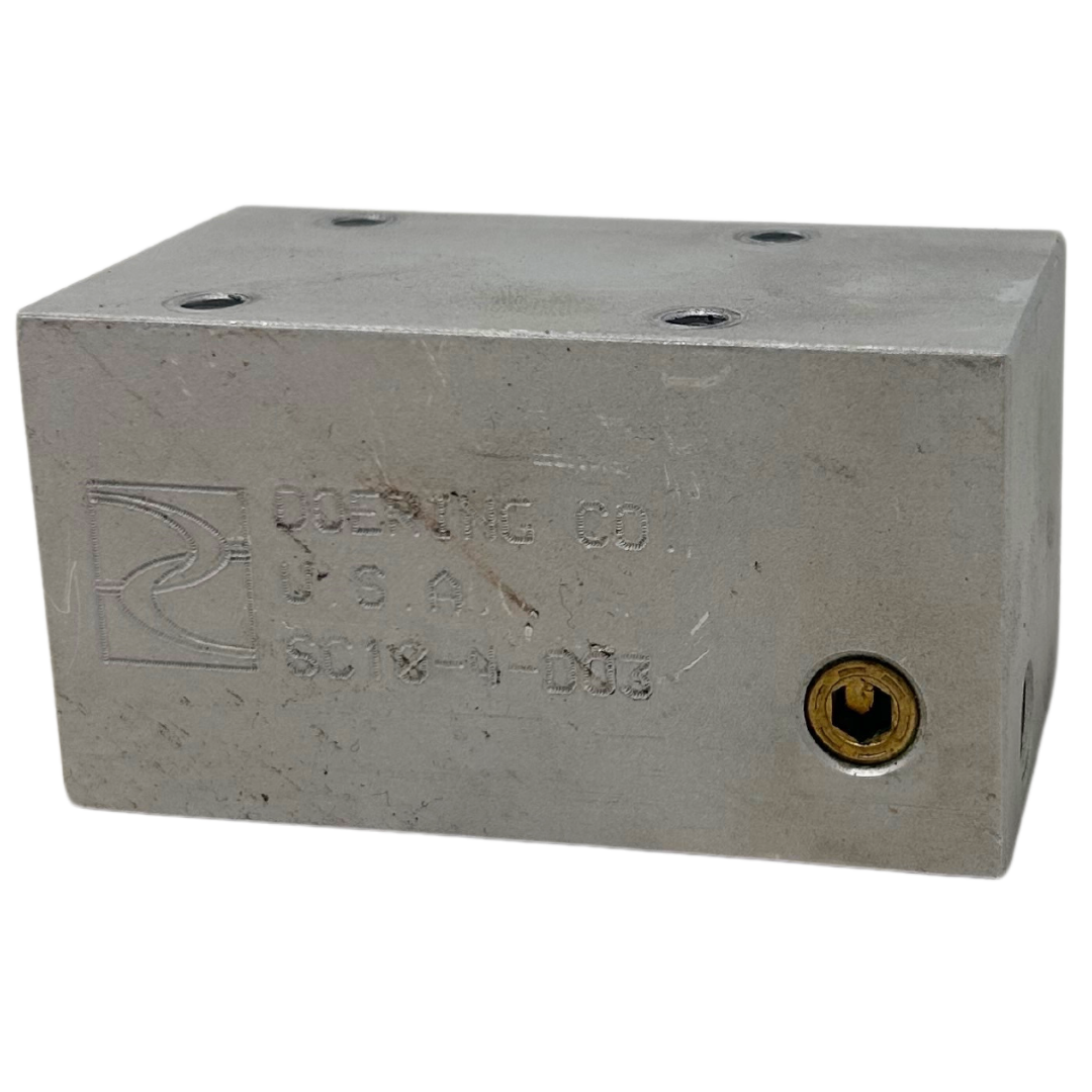 SC10-4-D03-FIRE : FIRE SALE Doering, Housing, Aluminum materia, adapts cartridge valve to D03 mounting, C8544 (10-4) valve cavity and D03 mount - ALL SALES FINAL