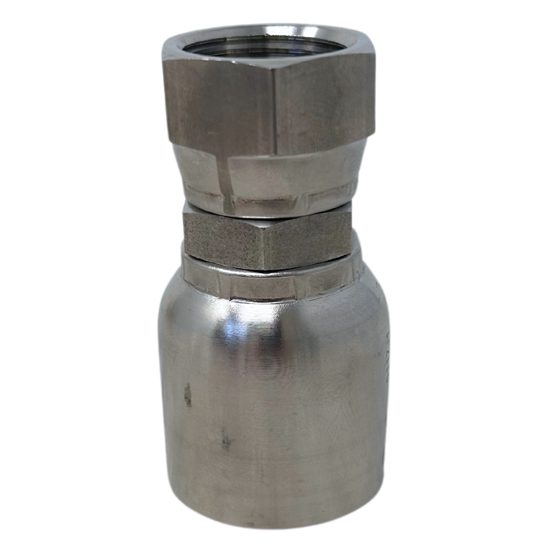 SHF43-12-12FJ-FIRE : FIRE SALE SHF Crimp Coupling, 316SS, 43 Series, 3/4" Hose x #12FJIC Swivel - ALL SALES FINAL