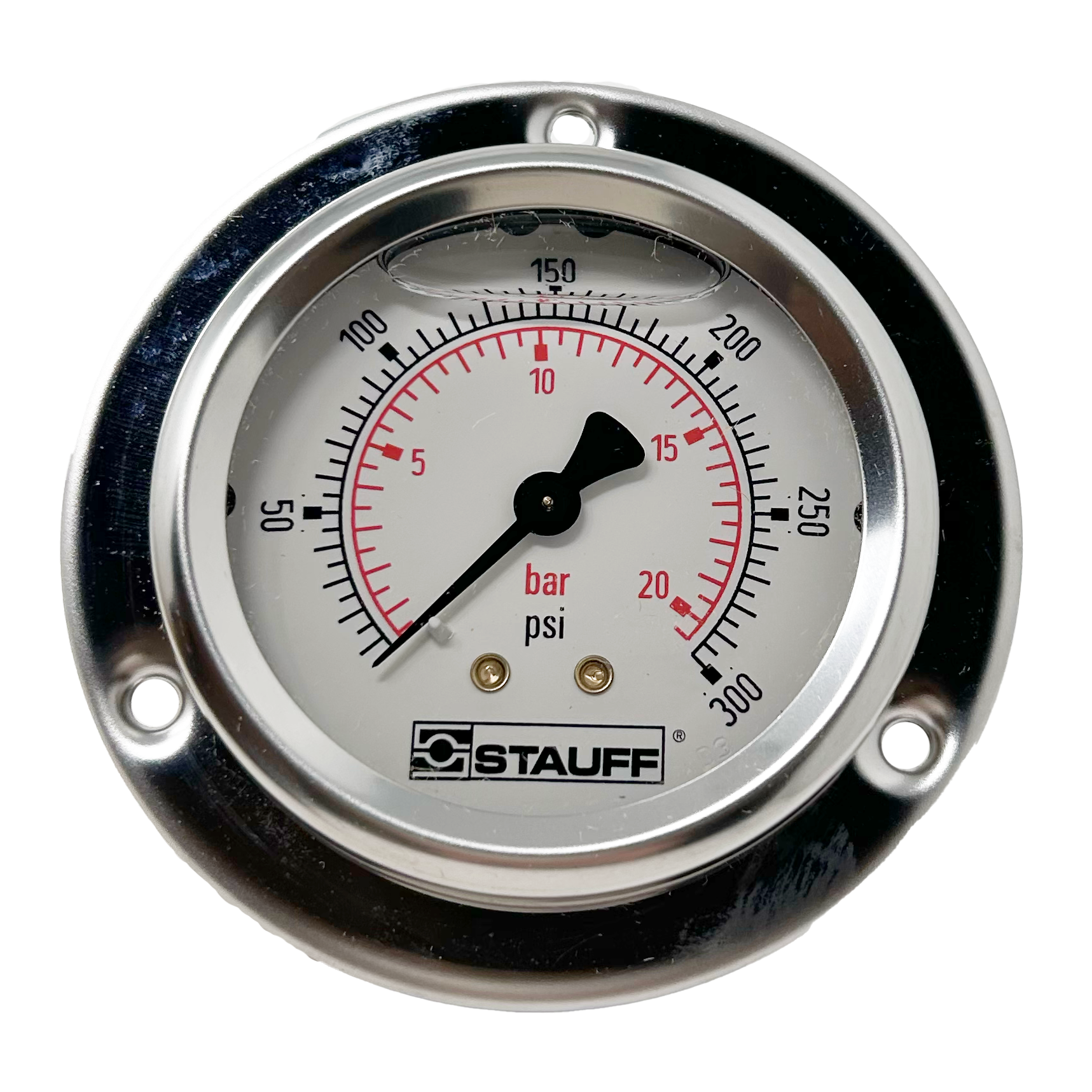 SPG-063-00300-05-P-N04-F : Stauff Pressure Gauge, 2.5" Face, 0-300psi, 1/4" NPT, Panel Flange