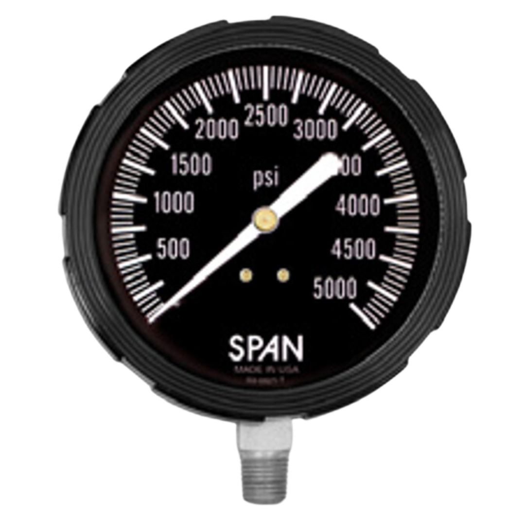 SUB/LFS-312-600-G-CERT : SPAN Subsea Pressure Gauge, White on Black Dial, Glycerine Fill, 3.5" Face, 0-600psi Range, 1/4" NPT, Stem Mount