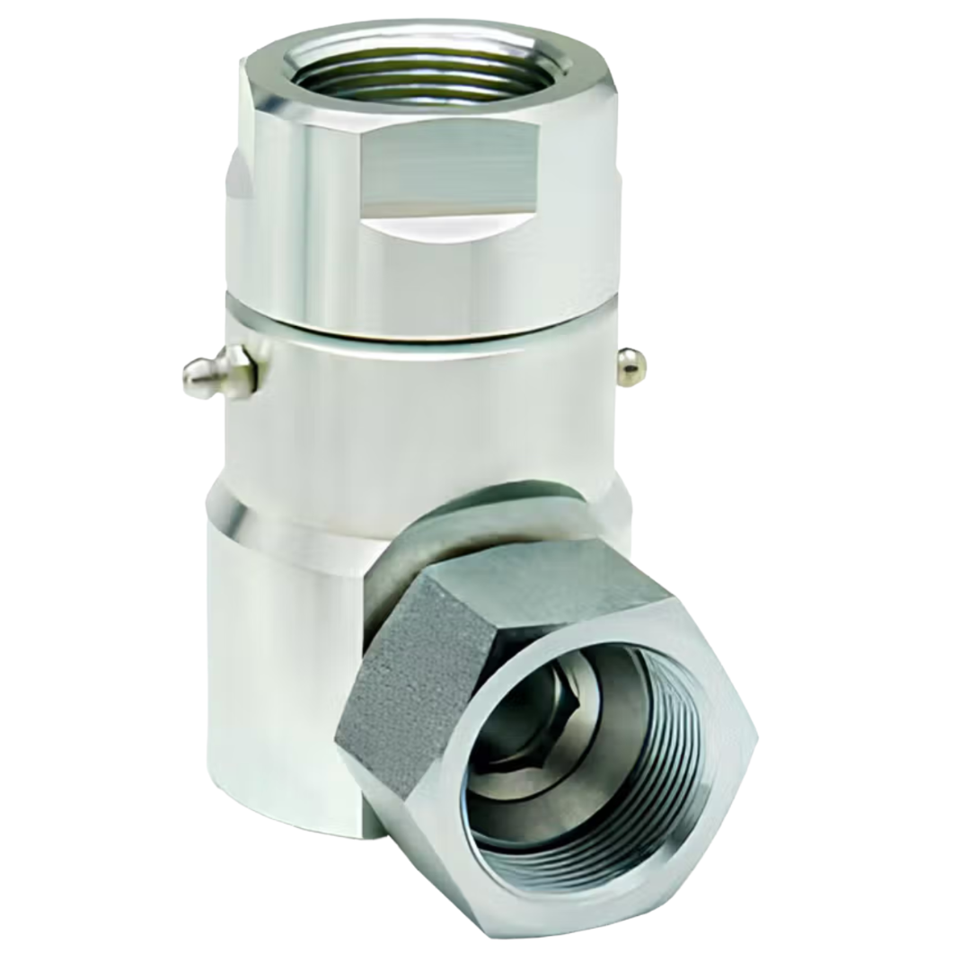 9SS8FP38XFJS6-NI-ETP : Super Swivels 90-Degree Live Swivel, -06 Female JIC (9/16 - 18 UN) x -06 Female NPTF (3/8 - 18 NPTF), 3500psi, Nickel Plated, Viton Extreme (ETP) Seals