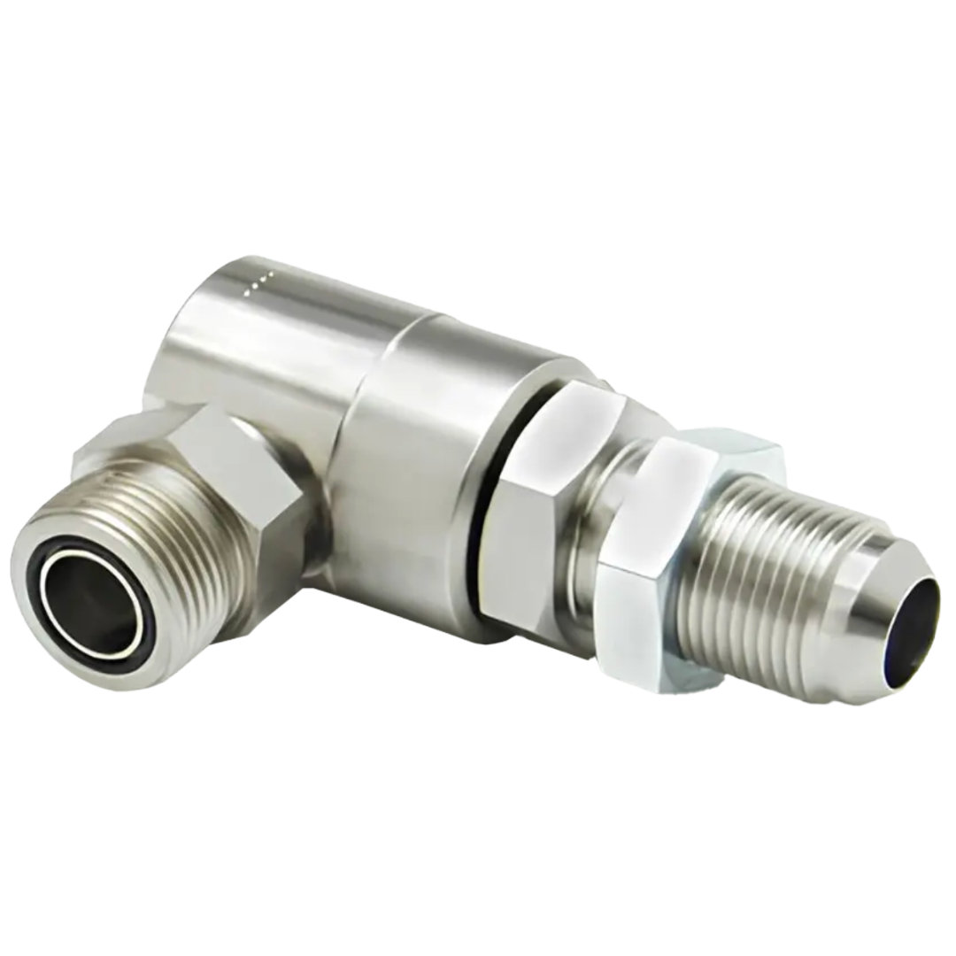 9SS16MJB16XMFS16-NI-ETP : Super Swivels 90-Degree Live Swivel, -16 Male ORFS (1-7/16 - 12 UN) x -16 Male JIC (1-5/16 - 12 UN), 4000psi, Nickel Plated, Viton Extreme (ETP) Seals