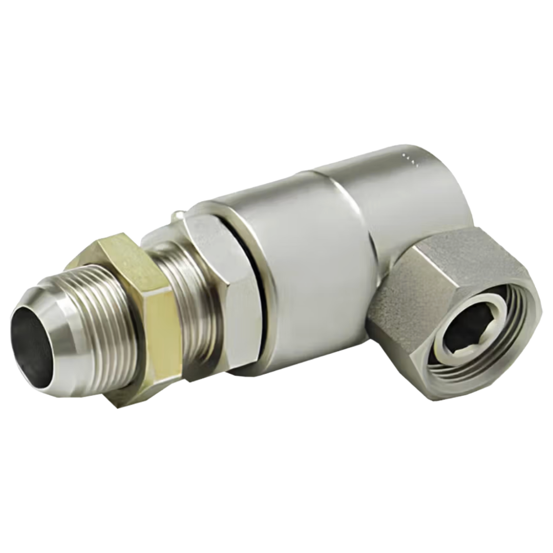 9SS8MJB8XPS50-Ni-V : Super Swivels 90-Degree Live Swivel, -08 Female NPSM (1/2 - 14 NPSM) x -08 Male JIC (3/4 - 16 UN), 3500psi, Nickel Plated, Viton Seals