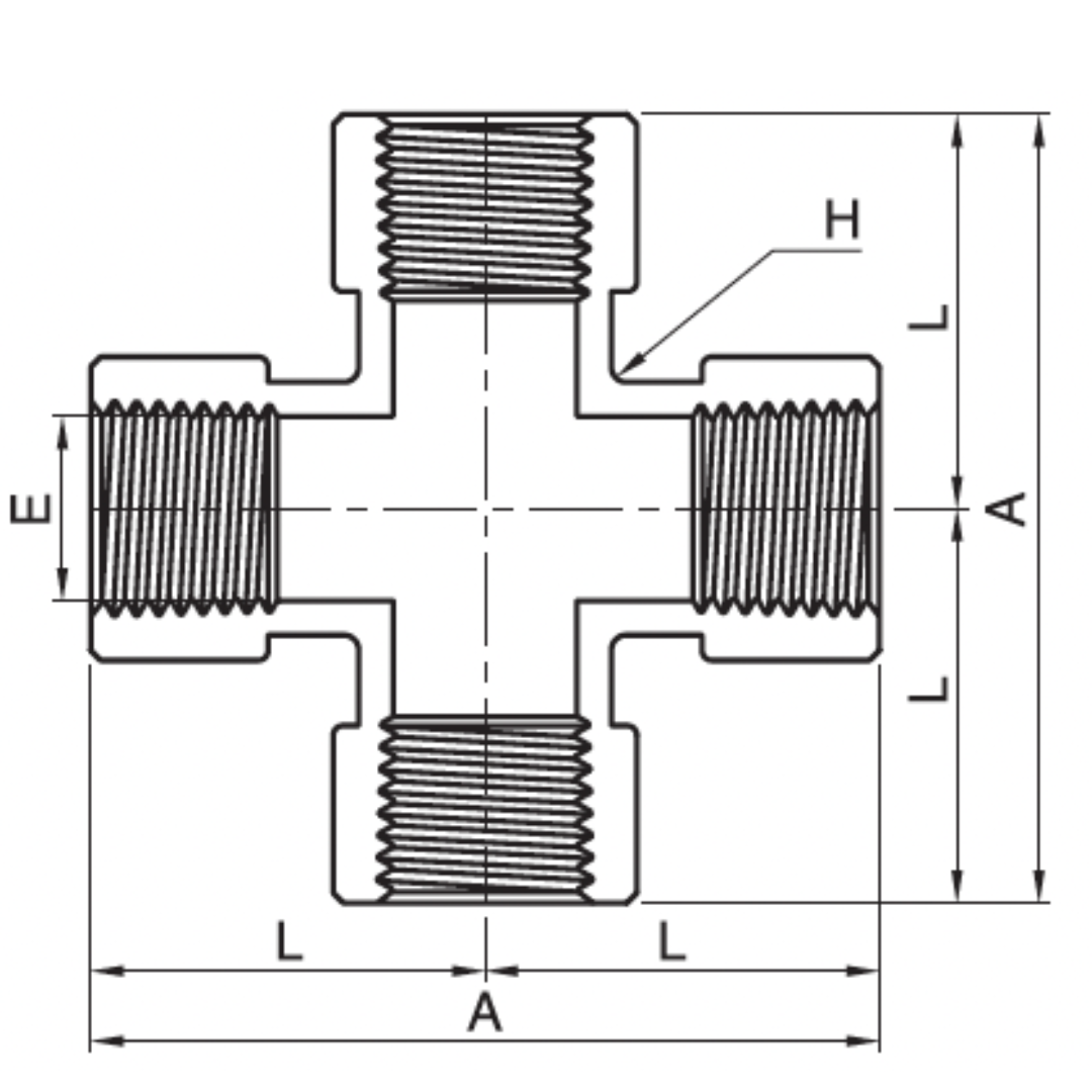IFC-8N : Superlok Stainless NPT Union Cross Adapter, 1/2-14 (-8N) Female NPT, 4900psi