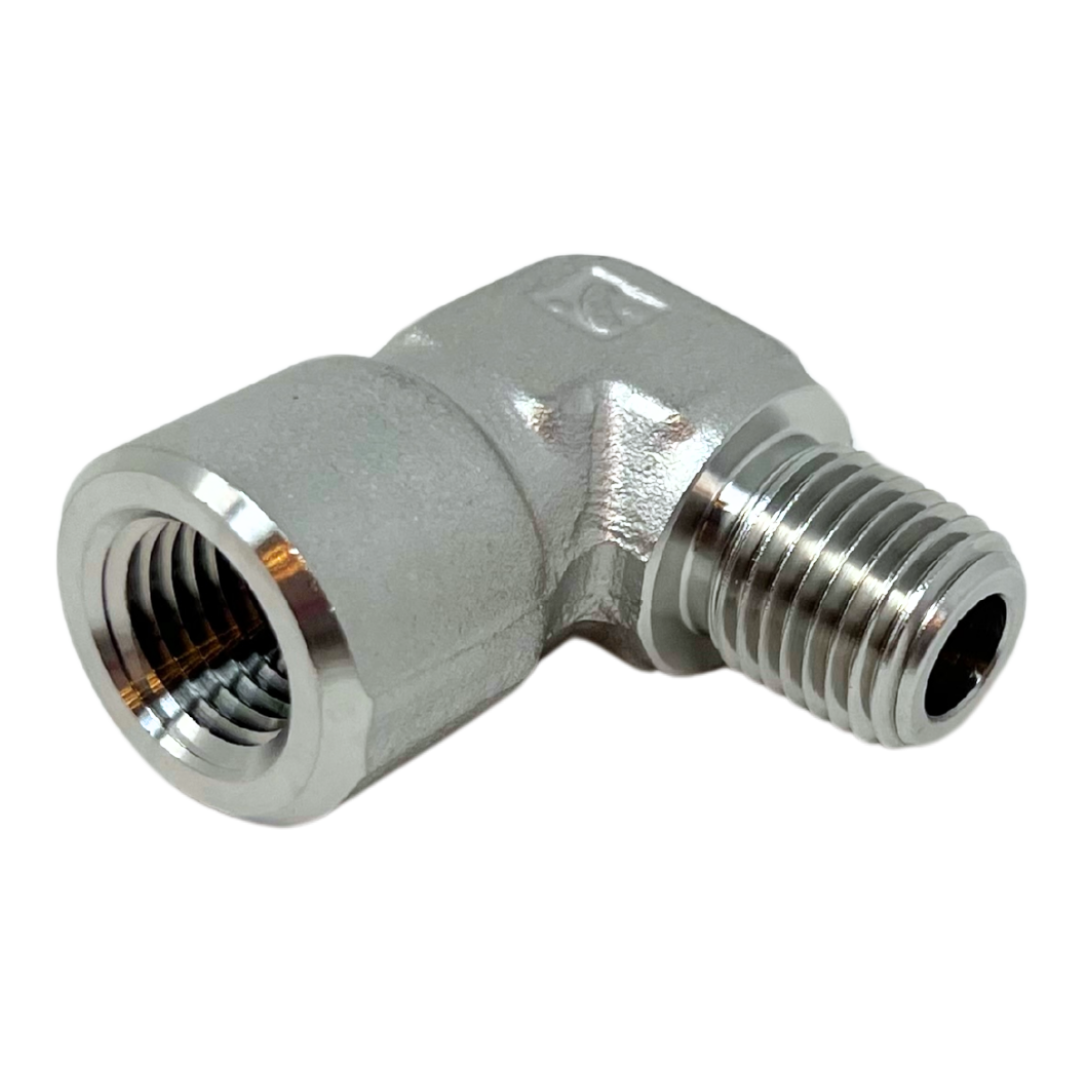 ISE-4N : Superlok 90-Degree Stainless Instrumentation Street Elbow, 1/4-18 (-4N) Female NPT x 1/4-18 (-4N) Male NPT, 6600psi