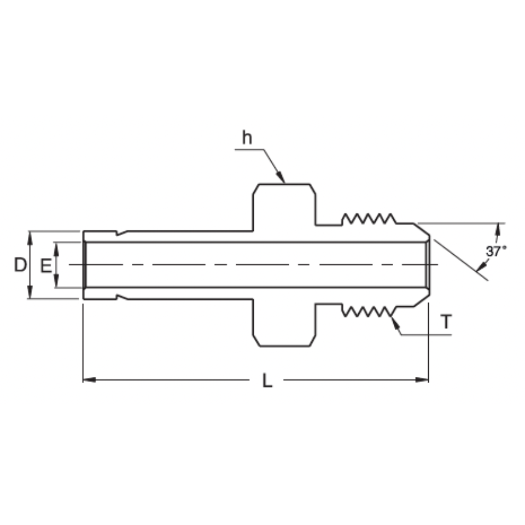 SAA 6-4U : Superlok Straight Stainless Tube Union, 3/8" (-6) Tube Stub x 7/16-20 (-4U) Male JIC