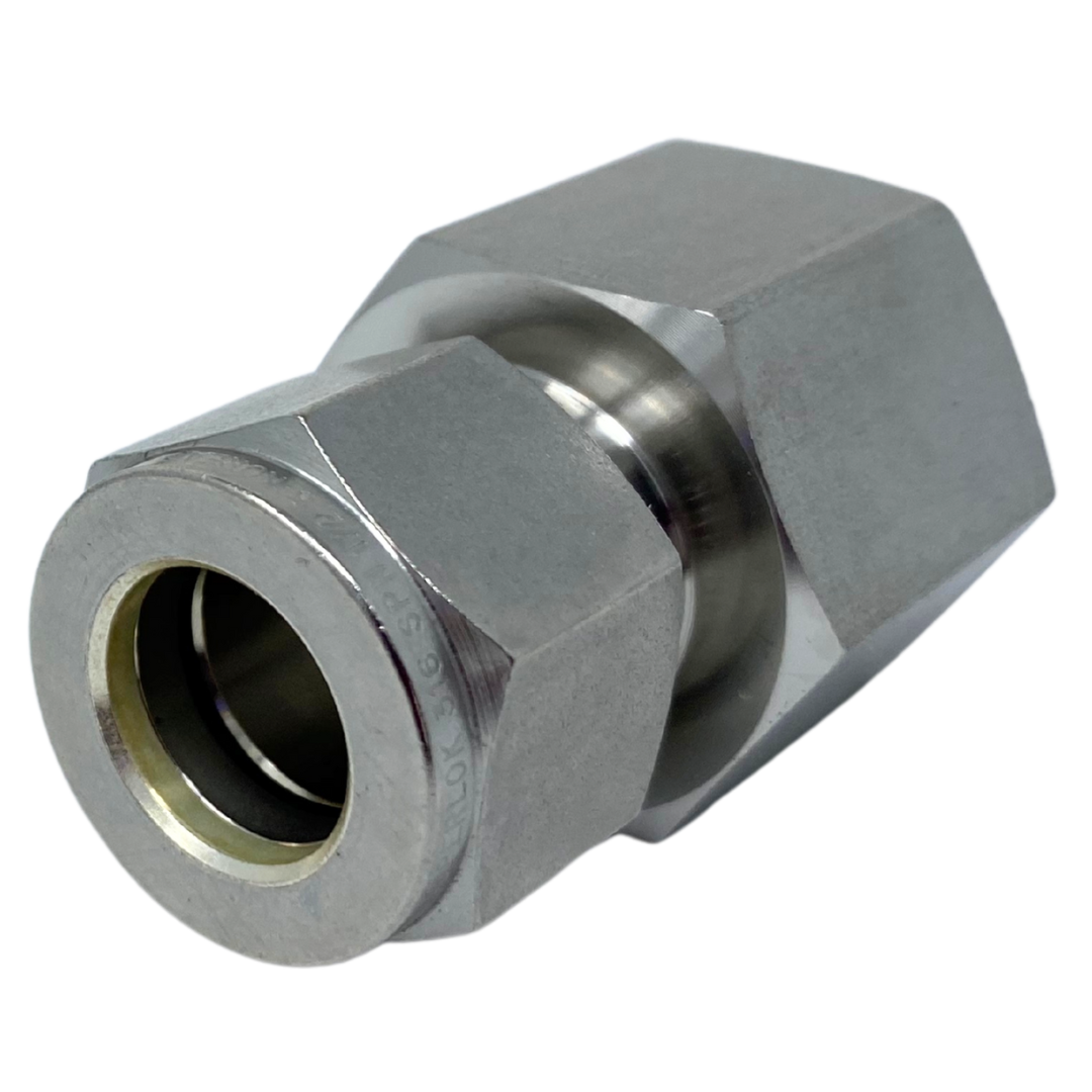 SFC 6-4N : Superlok Straight Stainless Tube Union, 3/8" (-6) Tube OD x 1/4-18 (-4N) Female NPT