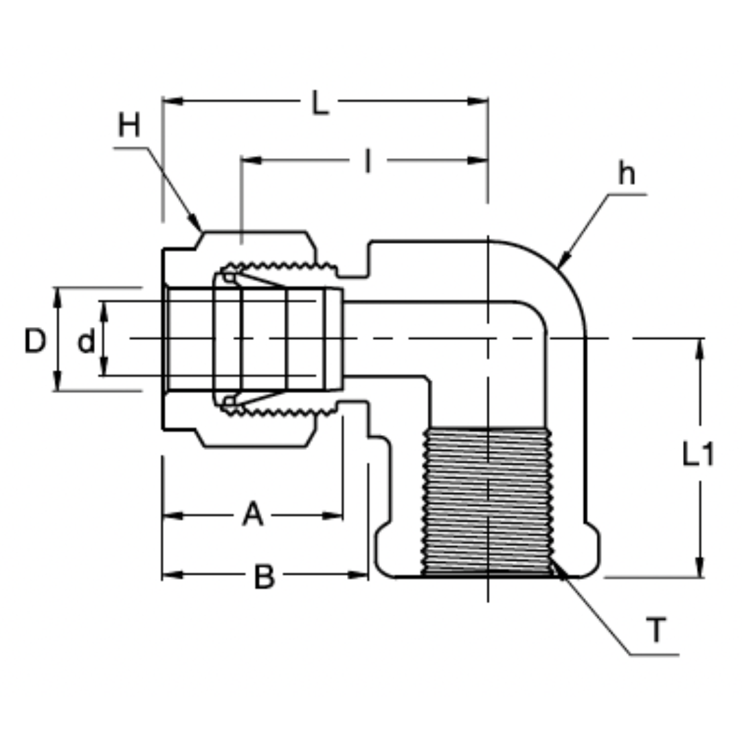 SFE 4-6N : Superlok 90-Degree Stainless Tube Adapter, 1/4" (-4) Tube OD x 3/8-18 (-6N) Female NPT