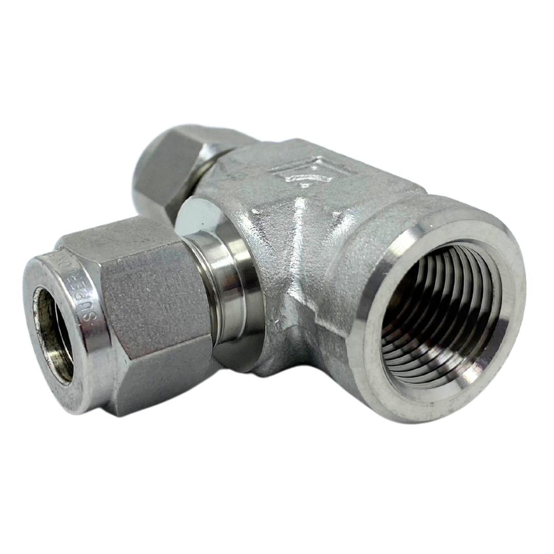 SFRT 16-16N : Superlok Stainless Run Tee, 1" (-16) Tube OD x 1" (-16) Tube OD x 1-11-1/2 (-16N) Female NPT